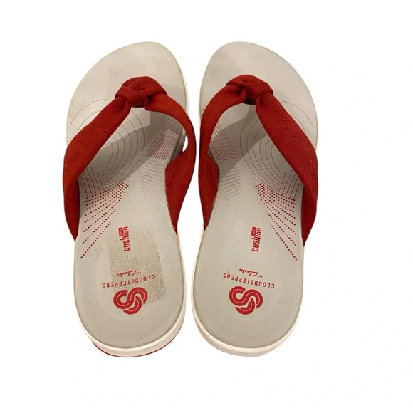Clarks Cloudsteppers Sandals Arla Gilson Sandals Size 10 Red Flip Flops Comfort - Picture 4 of 8